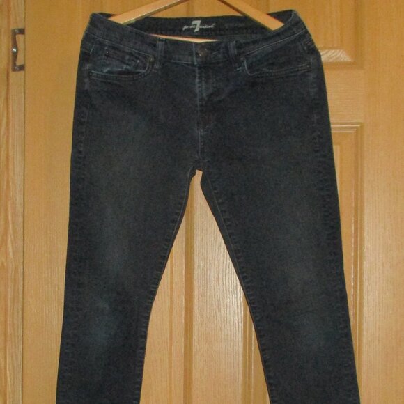 Seven 7 For All Mankind Black Skinny Jeans Jeggings 30 Low Rise Pants Legging - Picture 1 of 6